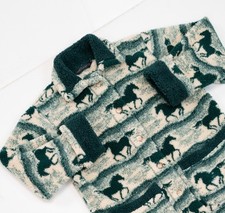 Vintage Horse Boho Western Deep Pile Sherpa Jacket Size S AOP Fleece Jacket picture