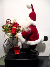 SANTA CLAUS ON TRICYCLE :) GIFT AND TOYS 14X20 BIKE&SANTA DO DETACH. OOAK :) picture