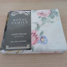 Vintage One King Flat Sheets Set Cotton Blend Cannon Royal Family LAURA II KTS picture