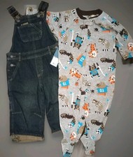 Genuine Kids Oshkosh Overalls 18 Mo. NWT & Carters Sleeper NWOT picture