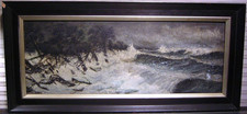 Antique Stormy Tropical Coast Expressionist Oil Painting picture