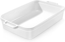 Large 5.5 Quart Ceramic Casserole Dish, Easy Clean Lasagna Pan, White picture