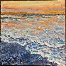 Sophie Dare Colorful Acrylic Painting Coastal Art signed 12x12 Current 1 picture