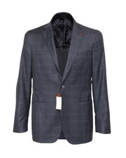 NWT ISAIA NAPOLI SPORT COAT blazer jacket blue wool check luxury Italy 50 picture