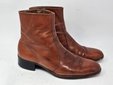 VINTAGE Florsheim Imperial Boots Mens 12 C Brown Leather Side Zip Ankle Dress picture