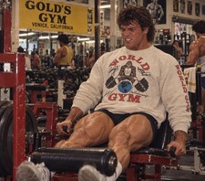 Vintage Style 80s World Gym Logo Front/Back on Tan Oatmeal Medium - 2XL Crewneck picture