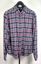 UNTUCKit Mens Large Holmberg Plaid Flannel Shirt Red Blue Cotton Button Up picture