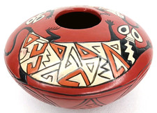 VTG 1950s Manuel Olivas Mata Ortiz Red & Black Paquime Pottery Jar New Arrival picture