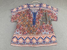 Sundance Popover Bohemian Top Size XS Multicolor Ikat Print EXCELLENT picture