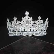 Luxury Gold Tiara - King Crown - Full Round Crystal Rhinestone picture