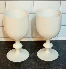 2 Vintage French Portieux Vallerysthal White Opaline 6.5