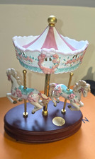 Vintage 1991 San Francisco Music Box Co ROSE BOUQUET CAROUSEL Double Horse picture