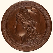 1892-CHICAGO Columbian Expo Liberty Head High Relief-Bronze-MS 64 BN-50.5mm-E-51 picture