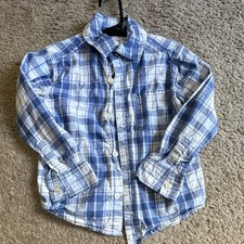Carter's 3T Blue/White Plaid Collared Long Sleeve Cotton Button-Up Shirt picture