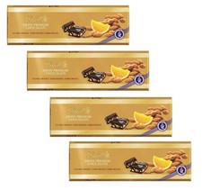 Lindt Swiss Luxury Dark Chocolate Almond Orange Bars 10.6 oz 4 Pack 300g Each picture