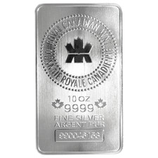 10 Troy oz Royal Canadian Mint RCM .9999 Fine Silver Bar Sealed picture