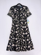 NWT Antonio Melani Black Floral Embroidered Lace Dress 6 picture