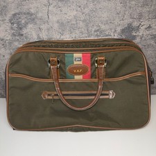 Vintage Lark Olive Green Canvas and Leather Trim Carry-On Travel Bag picture