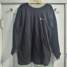 Vtg 80s Champion Blue Bar Reversible Long Sleeve Shirt Large Black Gray USA picture