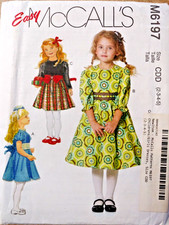 EASY Girl's Lined Dresses, McCalls M6197 Sizes 2 3 4 5 Sleeve & Trim Variations picture