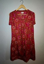 VTG Asha Dress Kaffe Fassett Dream Cotton Shift V-Neck Magenta Red Floral Small picture