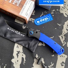 Benchmade 15085 Custom Mini Crooked River Black CPM-S30V Blue Folding Knife picture