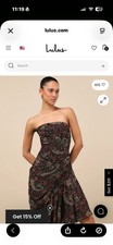 Lulus Leena Black Multi Pasley Asymmetrical Midi Dress picture