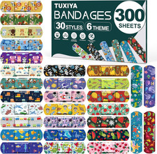 300 Pack Kids Cartoon Bandages,30 Styles 6 Cartoon Themes Adhesive Bandages Kids picture