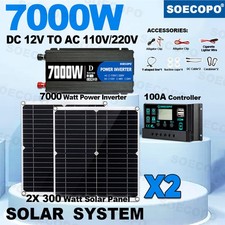 Complete 7000W Off-Grid Solar Kit 7000W Inverter 2pcs 300W Solar Panels 110V US picture