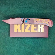 Kizer Tycho S45VN Plain Edge Manual  Titanium/Carbon Fiber 80's Camo Inlay picture