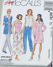 Easy McCall's Pattern 8671 Size 10-14 Petite Adj Top Skirt Jacket Pull On Pants picture
