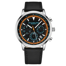 Stuhrling 44 mm Muscle Movement Chronograph 9.5 mm Leather Strap Men's Watch picture