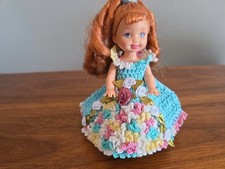 OOAK Handmade Rosette Variegated CROCHET DRESS  For KELLY & Her FRIENDS  picture