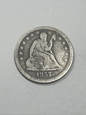 1857-P Philadelphia Seated Liberty Quarter, US 25c Silver Type Coin picture