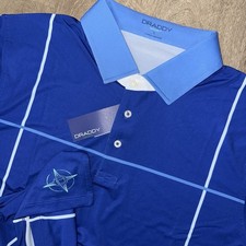 NWT B Draddy Sport Felix Polo Men’s Large Blue Striped Short Sleeve Performance picture