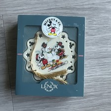 Lenox Disney Season's Greetings Mickey and Minnie Ice Skating Ornament w Box picture