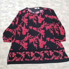 Chico's Traveler's Top Womens 3 Black 3/4 Sleeve Slinky Floral picture