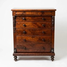 Large Antique American Empire Dresser Flame Mahogany Dresser 19th C Vintage Home picture