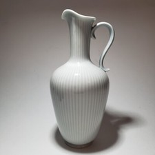 Vintage Gunnar Nylund Vase Sweden Rorstrand Striped Celadon Pastel Green Gray 8
