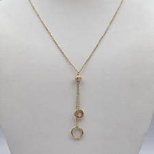 Brilliance 14K 2-Tone Yellow & Rose Gold Floating Circles Fixed Lariat Necklace picture
