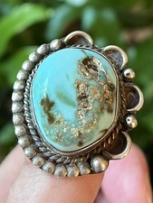 Vtg Native American Navajo Sterling Silver Turquoise Ring Large 1.3” Size 9 picture