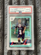 Lionel Messi 2022-23 Topps Chrome UCC Aqua Wave Refractor #1 PSA 10 /199 picture