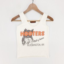 Vintage Hooters Tank Top Womens S White Mall Of America Bloomington MN USA Made picture