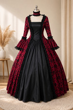 Women's Gothic Victorian Lace Dress Medieval Masquerade Vampire Costume Gown picture