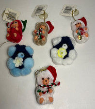 Set of 6 Vintage Funworld Monchhichi Bear Hanging Christmas Toys 2.5 in. picture