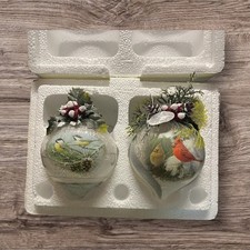Bradford Exchange illuminated glass ornaments New Set of 2. picture