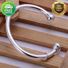Open Cuff Bangle Solid 925 Sterling Silver Heavy Mens Bangles Bracelets All Size picture