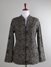 CHICO'S Travelers $119 Vintage Sparkle Tiger Zip Up Jacket Top Size 2 US Large picture