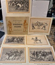 VTG. 1961 FREDRIC REMINGTON PORTFOLIO OF 6 WESTERN PRINTS SET US DEPT INTERIOR picture