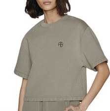 Anine Bing Womens Tori Green Organic Cotton Cropped T-shirt Size s - Never Worn picture